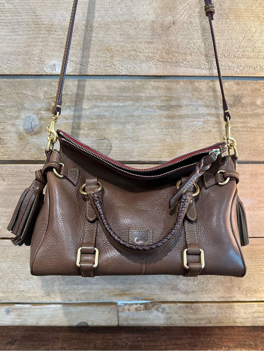 Dooney & Bourke Florentine Satchel Leather Mini (Old Mini Size) Dark Taupe 🤎